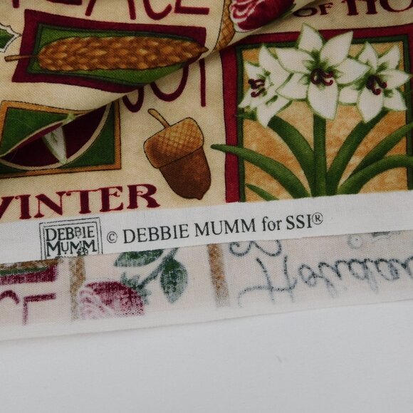 Debbie Mumm for SSI Holiday Christmas Fabric Winter Gardens Floral Words 3ydsx42 - Picture 5 of 6